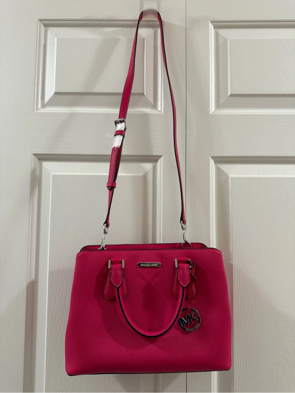 Michael Kors Camille Medium Satchel Ultra Pink Saffiano Leather NWT
